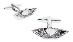 Silver Paper Boat Origami Cufflinks Cufflinks JayKirbyTies 