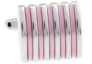 Silver & Pink Square Cufflinks Cufflinks JayKirbyTies 