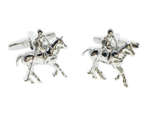 Silver Polo Player Cufflinks Cufflinks JayKirbyTies 