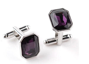 Silver & Purple Crystal Cufflinks Cufflinks JayKirbyTies 