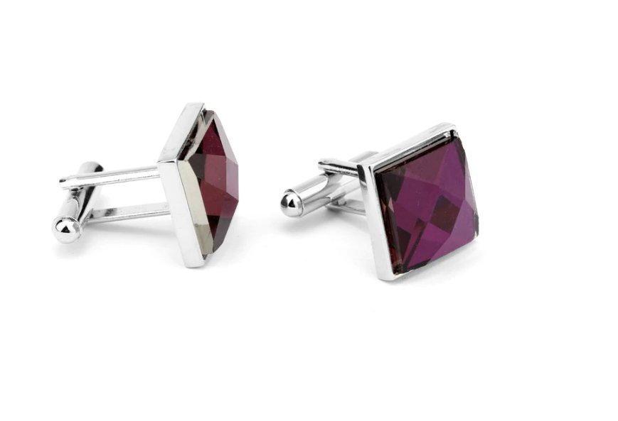 Silver & Purple Crystal Square Cufflinks Cufflinks JayKirbyTies 