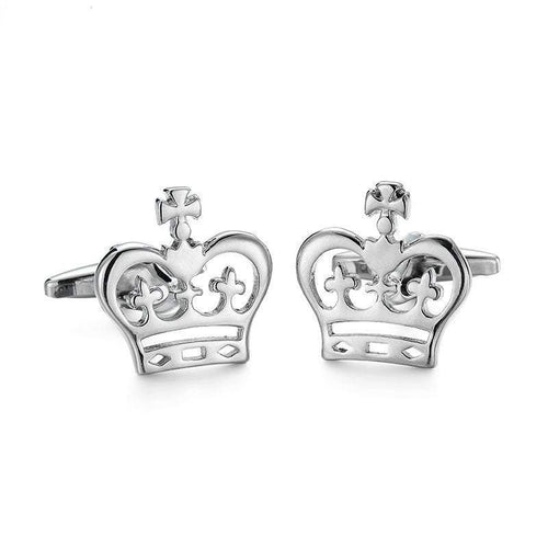 Silver Royal Crown Cufflinks Cufflinks JayKirbyTies 