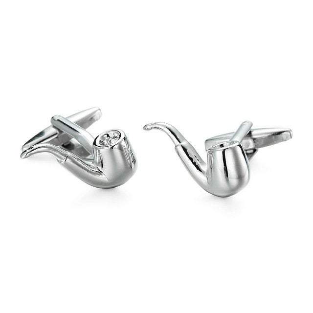 Silver Smoking Pipe Cufflinks Cufflinks JayKirbyTies 