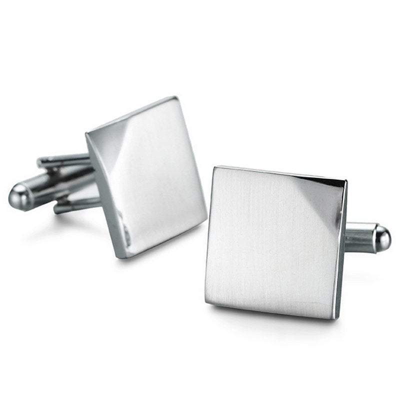 Silver Square Curved Edge Cufflinks Cufflinks JayKirbyTies 