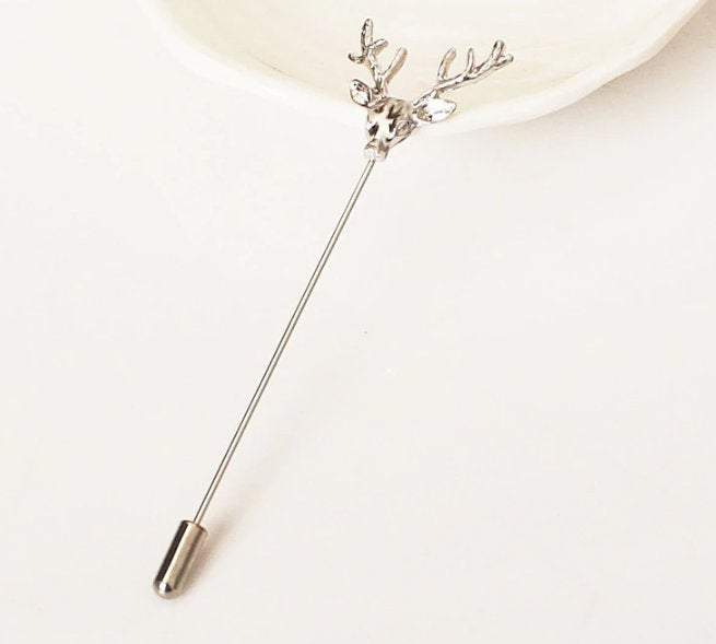 Silver Stag Lapel Pin Lapel Flowers JayKirbyTies 