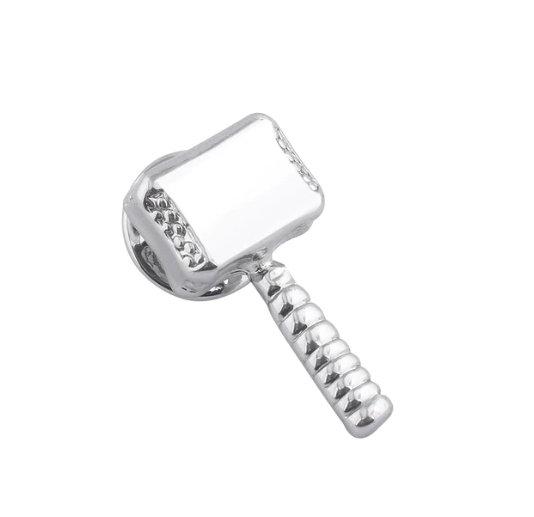 Silver Thor Hammer Lapel Pin Enamel Lapel Pins JayKirbyTies 