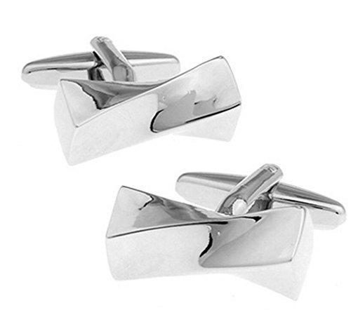 Silver Twisted Bar Cufflinks Cufflinks JayKirbyTies 