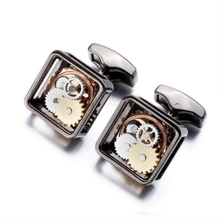 Square Gunmetal Steampunk Cufflinks Cufflinks JayKirbyTies 