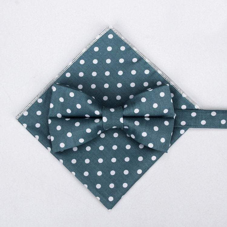 Teal Polka Dot Bow Tie & Pocket Square Bow Tie + Square JayKirbyTies 