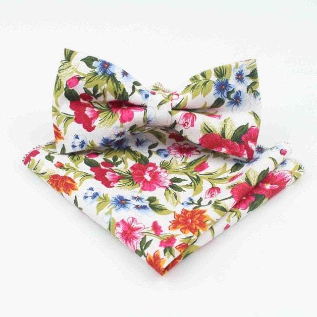Tropical Floral Bow Tie & Pocket Square Bow Tie + Square JayKirbyTies 