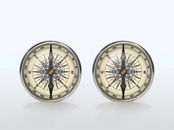 Vintage Compass Cufflinks Cufflinks JayKirbyTies 