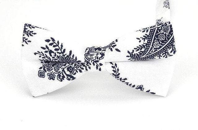 White & Black Floral Bow Tie Bow Ties JayKirbyTies 