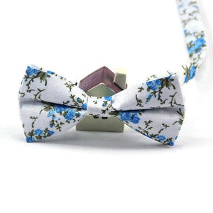 White & Blue Floral Bow Tie Australia