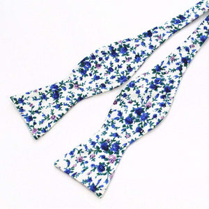 White & Blue Floral Bow Tie Australia