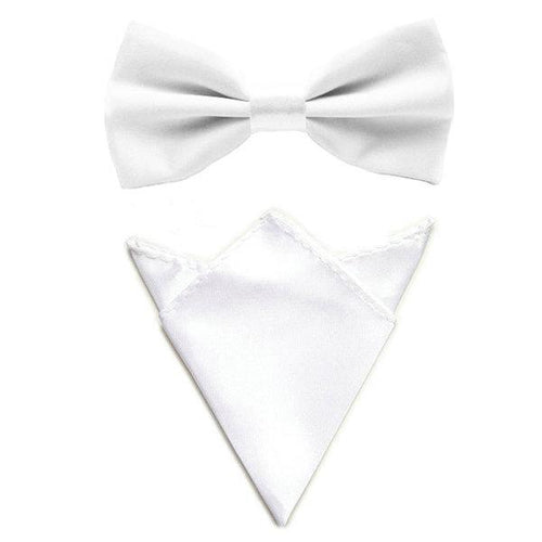 White Bow Tie & Pocket Square Bow Tie + Square JayKirbyTies 