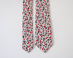 White Floral Skinny Tie Neckties JayKirbyTies 