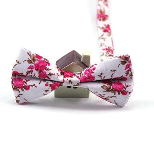 White & Pink Floral Bow Tie Australia