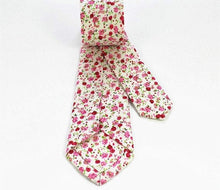 Load image into Gallery viewer, White Pink Floral Skinny Tie Neckties JayKirbyTies 