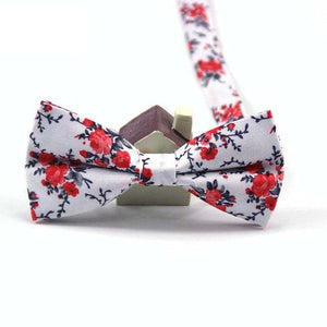 White & Red Floral Bow Tie Australia