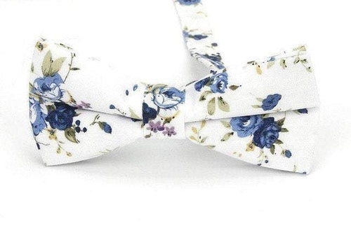 White/Blue Floral Bow Tie Australia