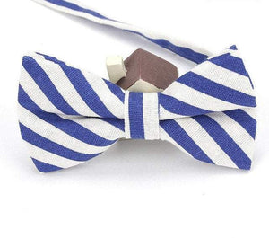 White/Blue Striped Bow Tie Australia