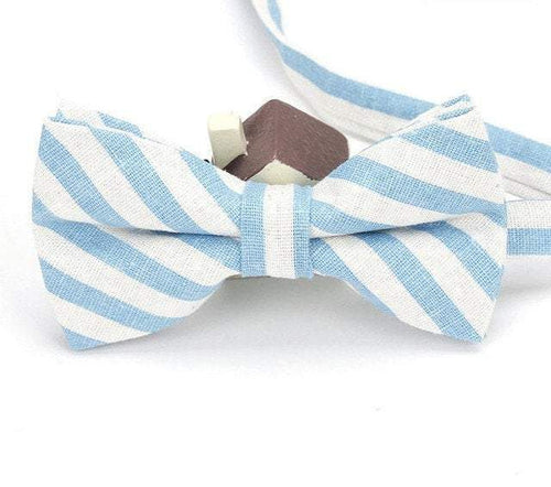  White/Light Blue Striped Bow Tie Australia