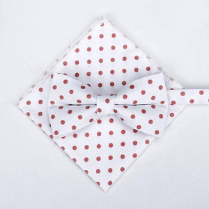 White/Red Polka Dot Bow Tie & Pocket Square Bow Tie + Square JayKirbyTies 