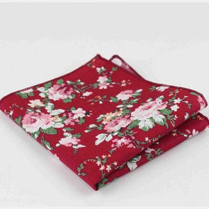 Wine Red Floral Pocket Square Pocket Squares JayKirbyTies 