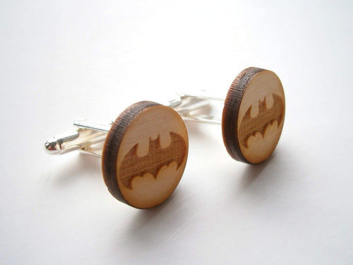 Wood Batman Engraved Cufflinks Cufflinks JayKirbyTies 