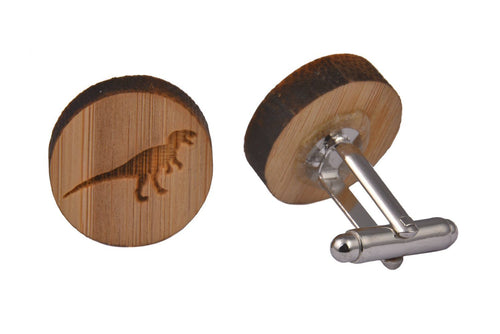 Wood Dinosaur T-Rex Cufflinks Cufflinks JayKirbyTies 