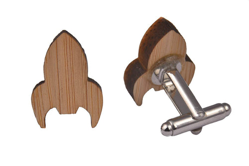 Wood Rocketship Cufflinks Cufflinks JayKirbyTies 